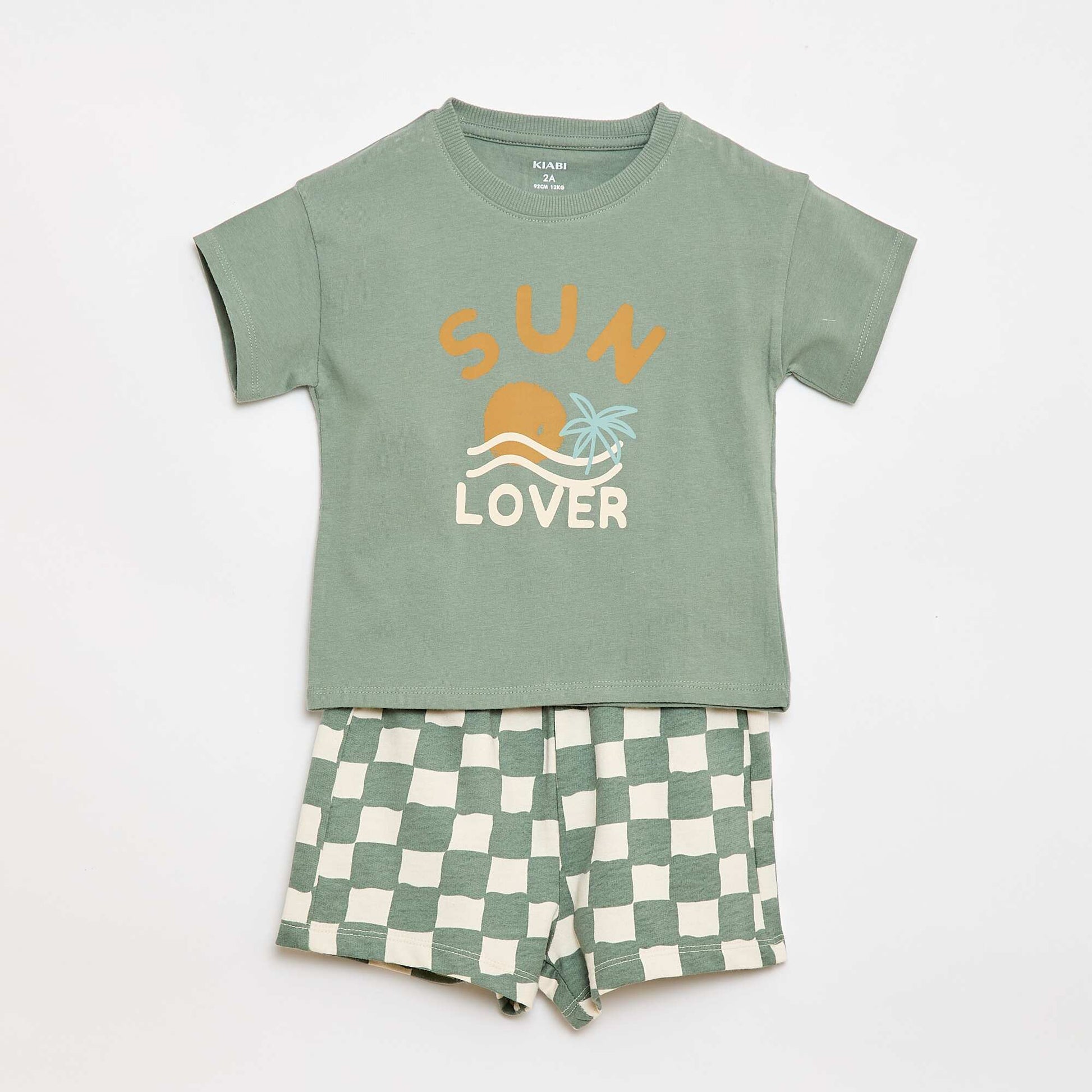 Ensemble 2 pièces en coton  T-shirt + short VERT