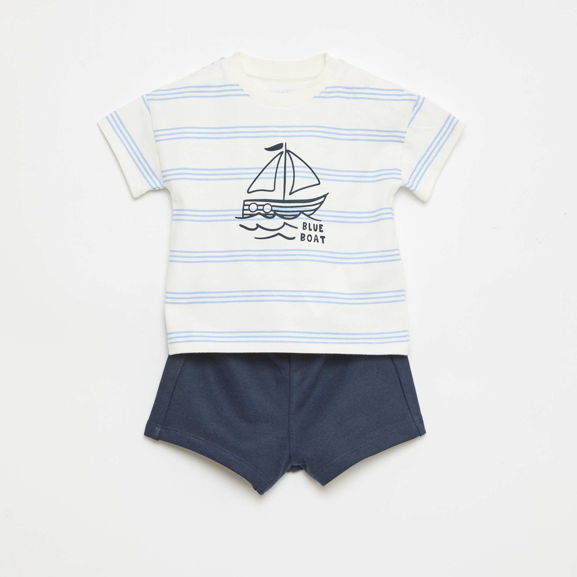 Ensemble 2 pièces en coton  T-shirt + short BLANC