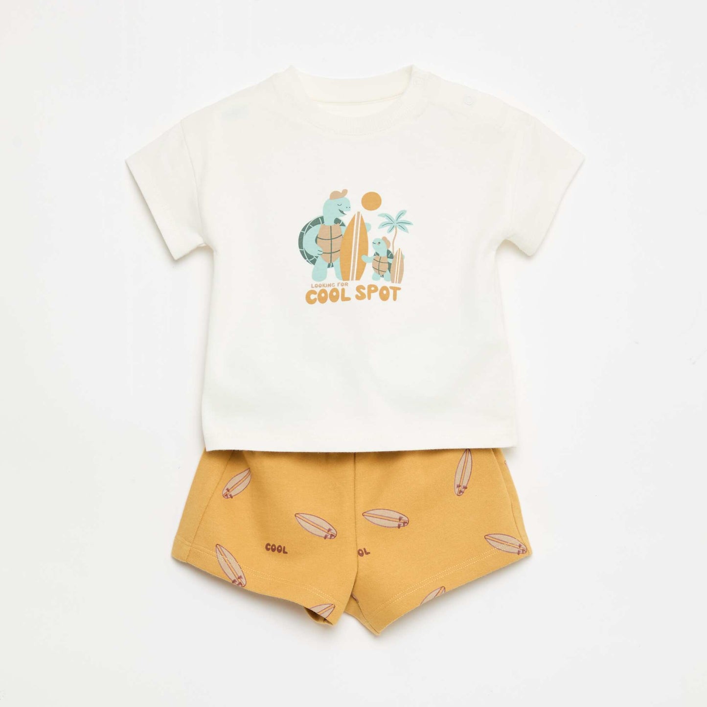 Ensemble 2 pièces en coton  T-shirt + short BLANC