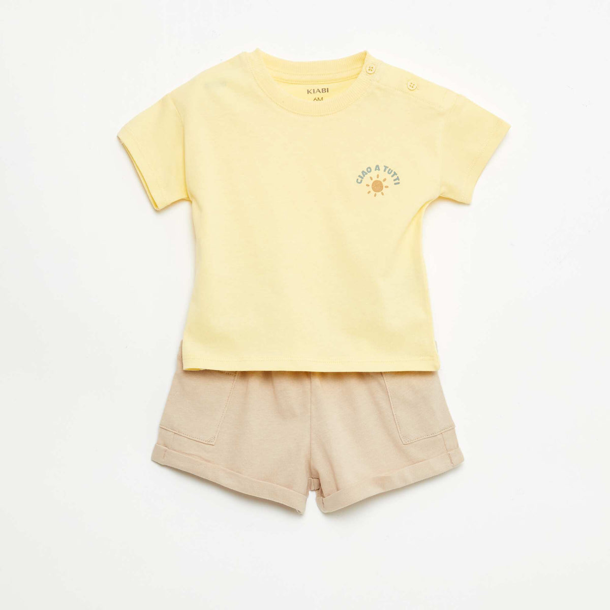 Ensemble 2 pièces short + T-shirt JAUNE