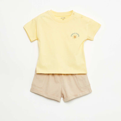 Ensemble 2 pièces short + T-shirt JAUNE