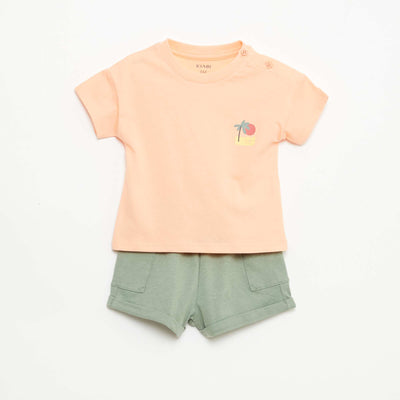 Ensemble 2 pièces short + T-shirt ORANGE