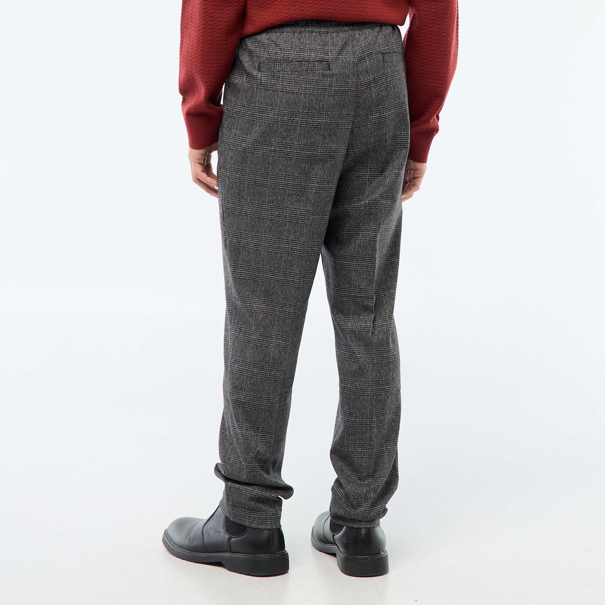 Pantalon esprit 'jogger' à carreaux NOIR