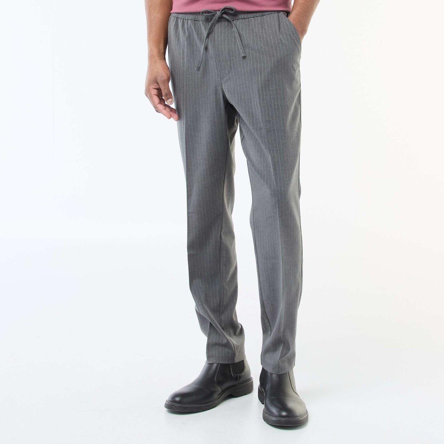 Pantalon de ville à fines rayures NOIR