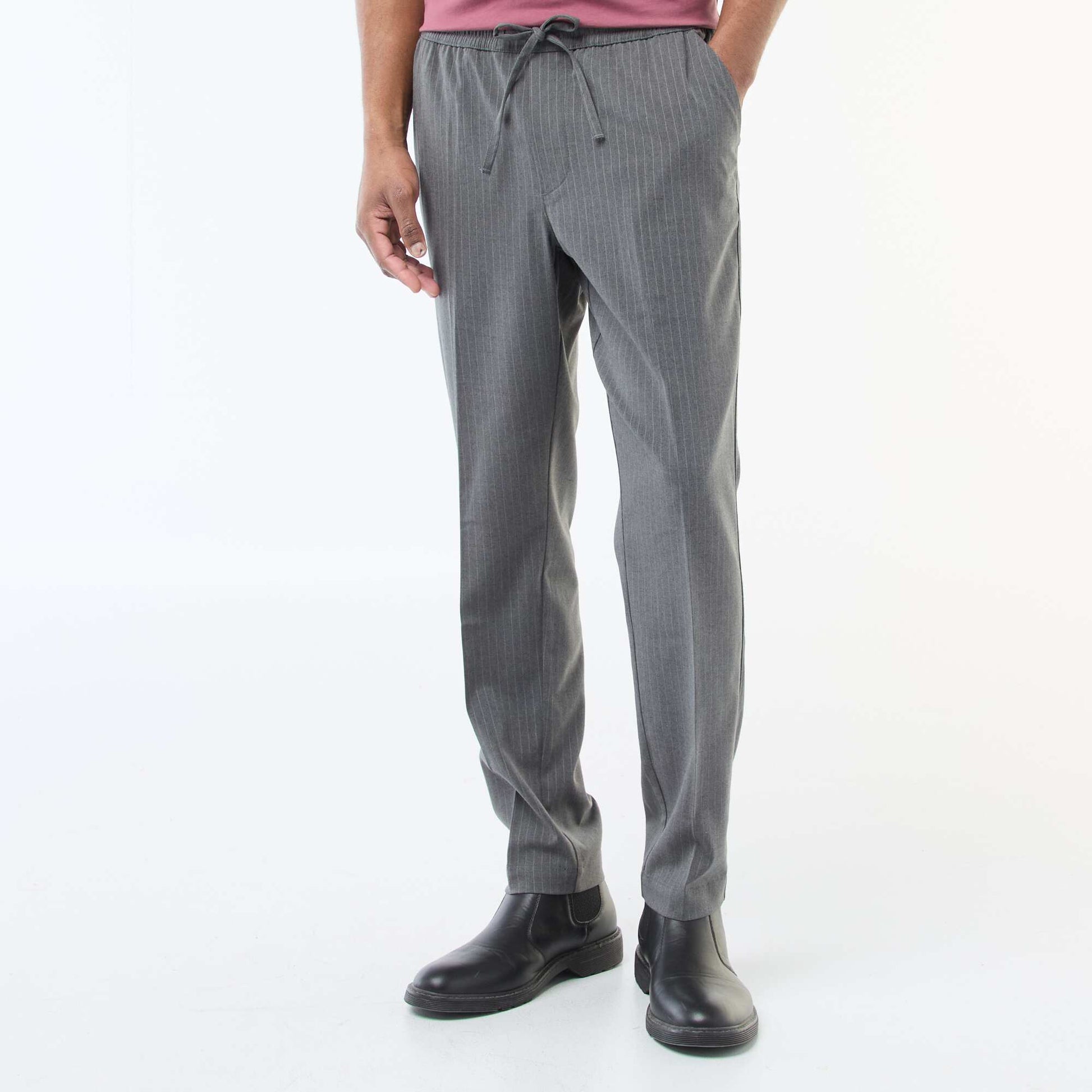 Pantalon de ville à fines rayures NOIR