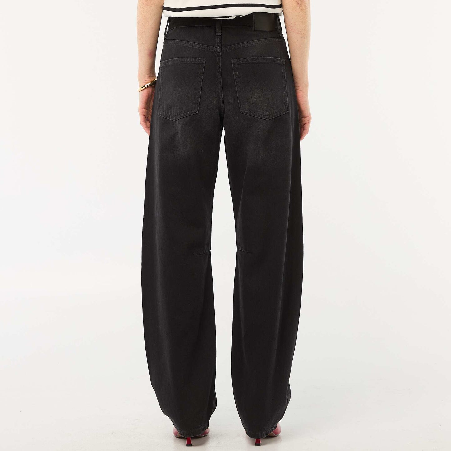 Pantalon denim barrel en coton GRIS