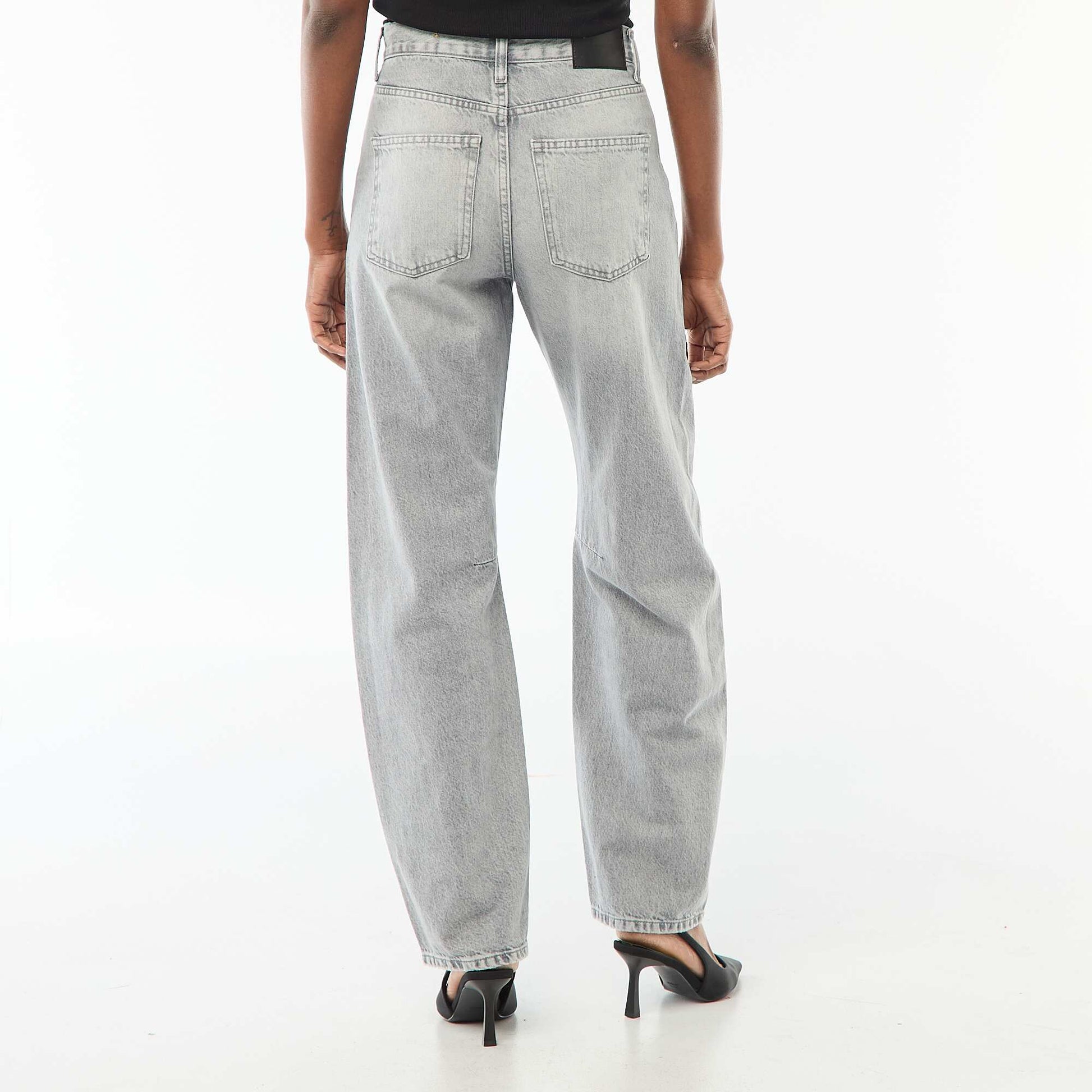 Pantalon denim barrel en coton GRIS