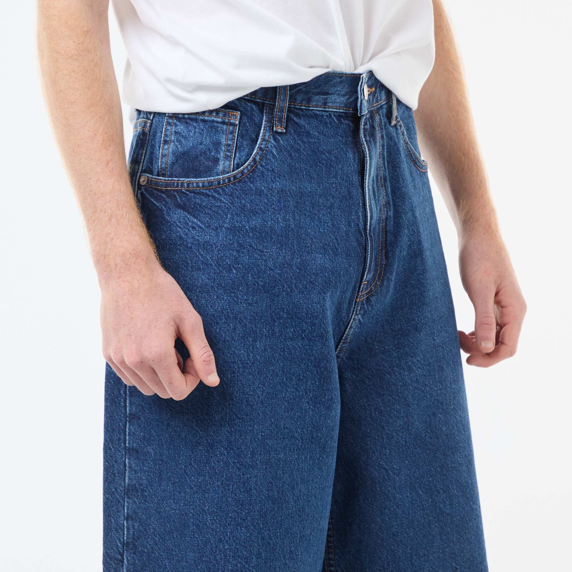 Baggy denim fit en coton BLEU