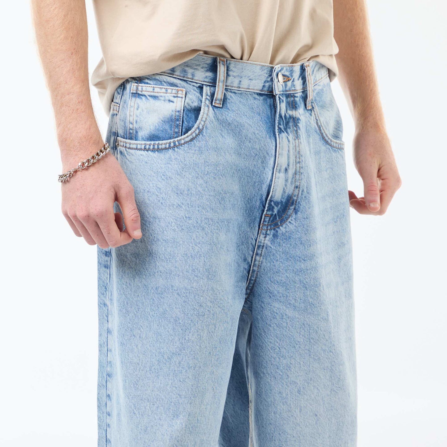 Baggy denim fit en coton BLEU