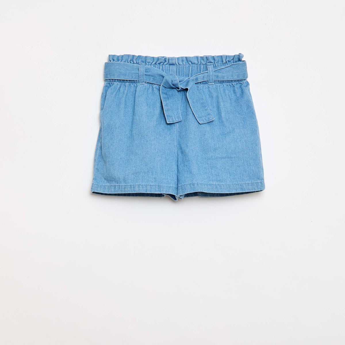 Short en denim léger avec ceinture amovible BLEU