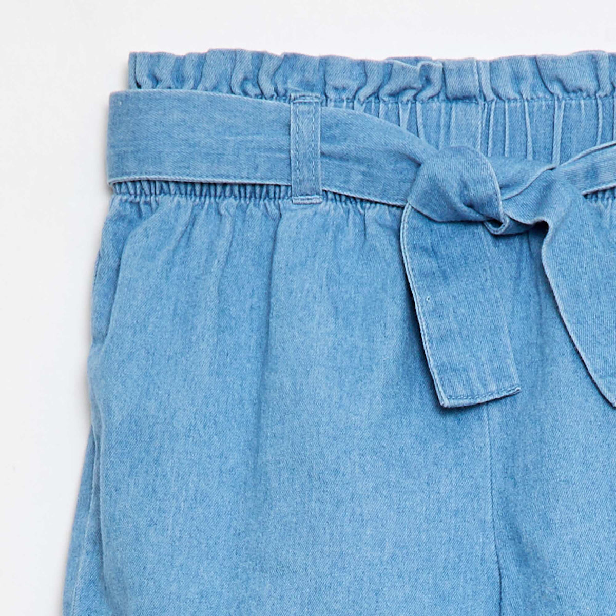 Short en denim léger avec ceinture amovible BLEU