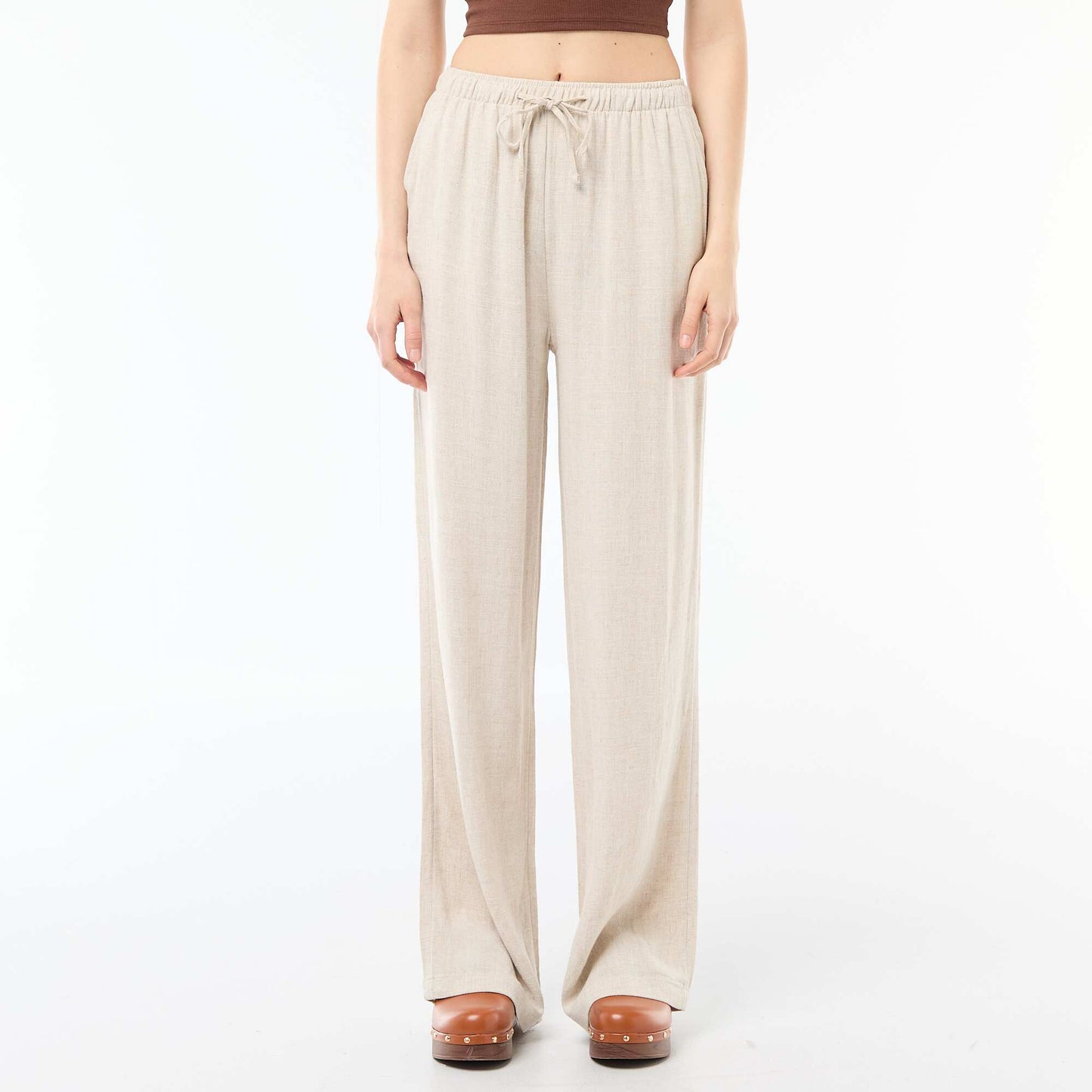 Pantalon en lin avec 2 poches BEIGE