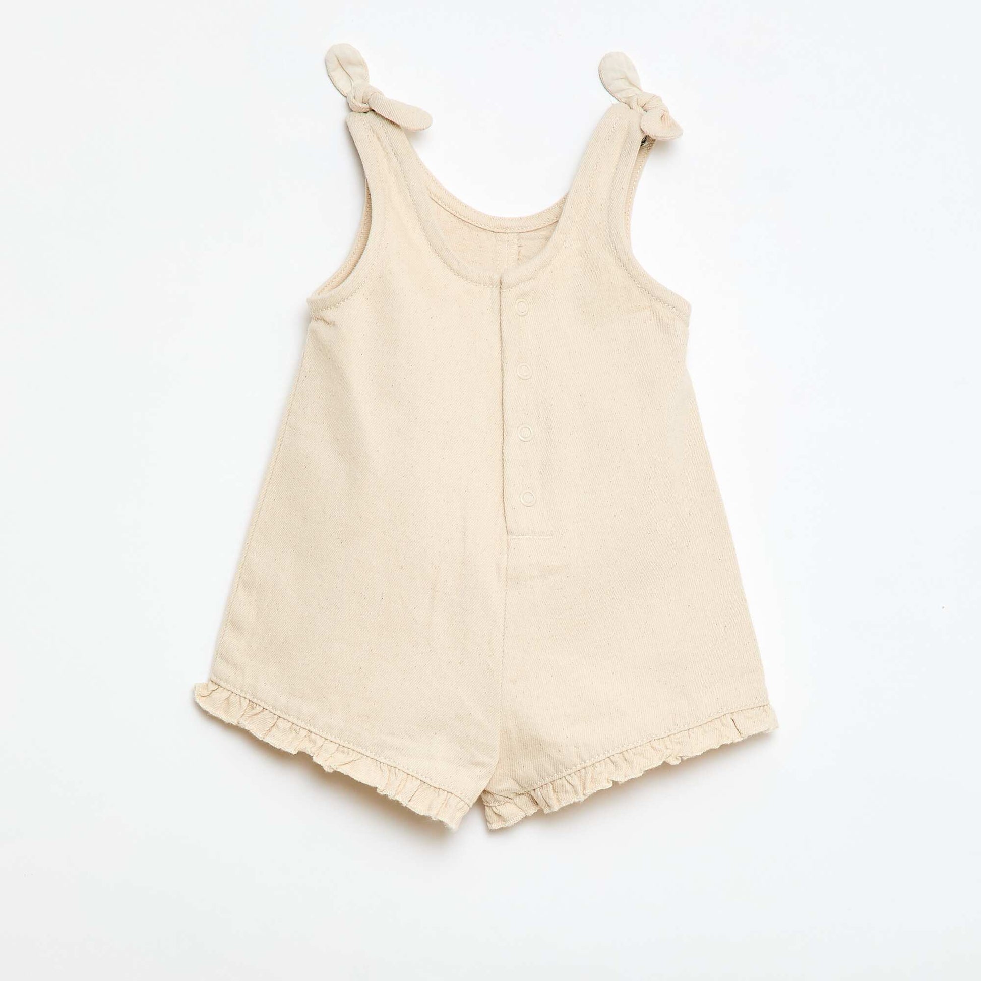 Combinaison short en twill à bretelles BLANC