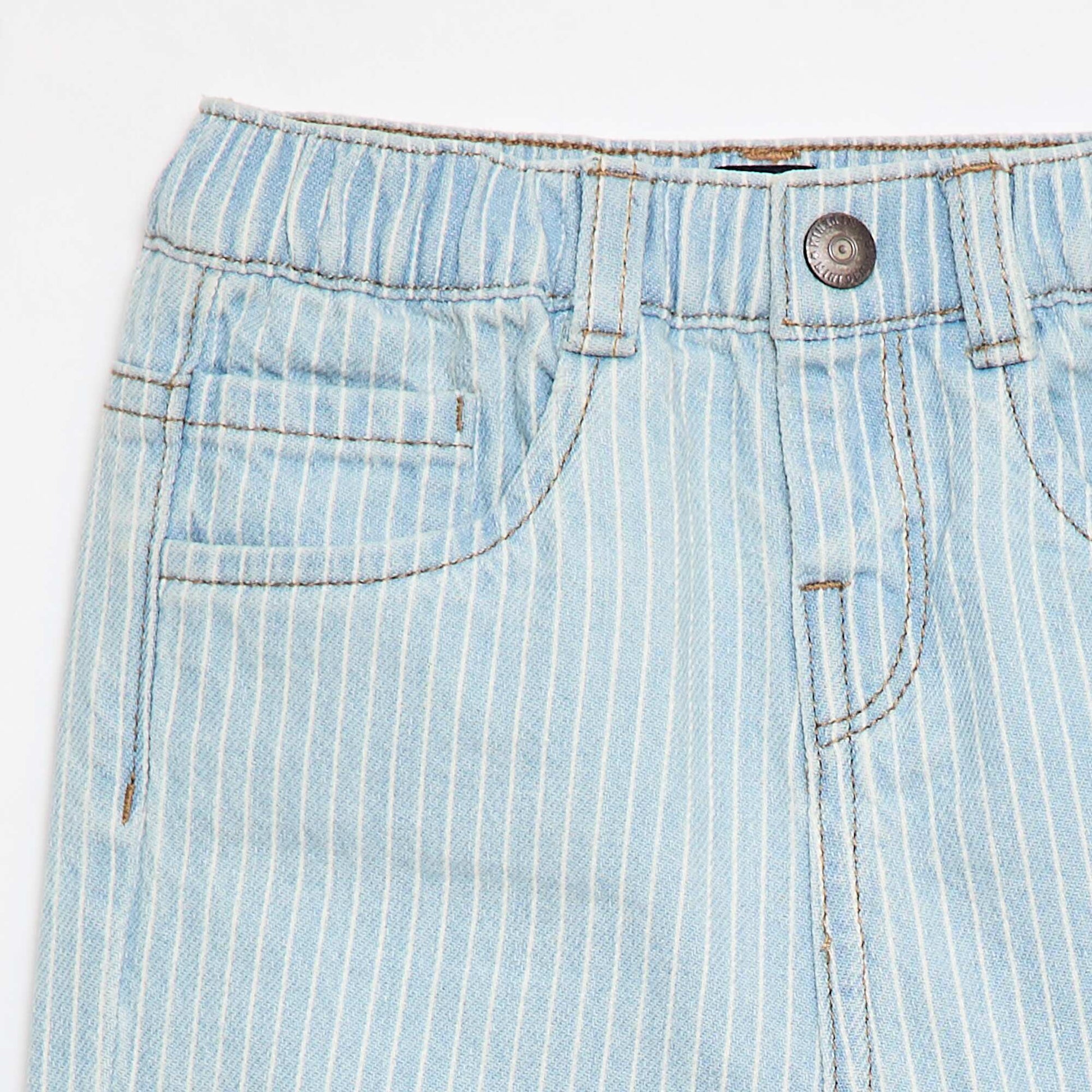 Pantalon rayé denim ajustable en coton BLEU