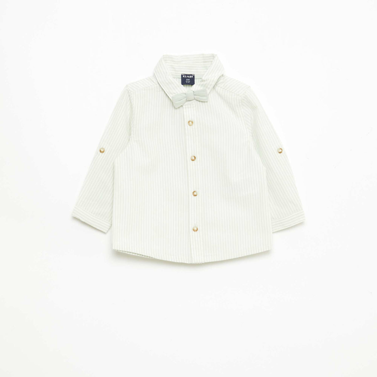Chemise en coton avec nœud papillon amovible BLANC