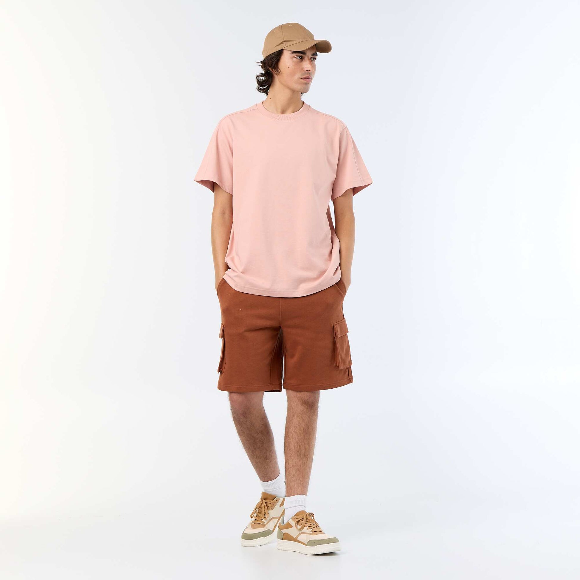 Tee-shirt uni coupe confort fit / oversize à manches courtes ROSE