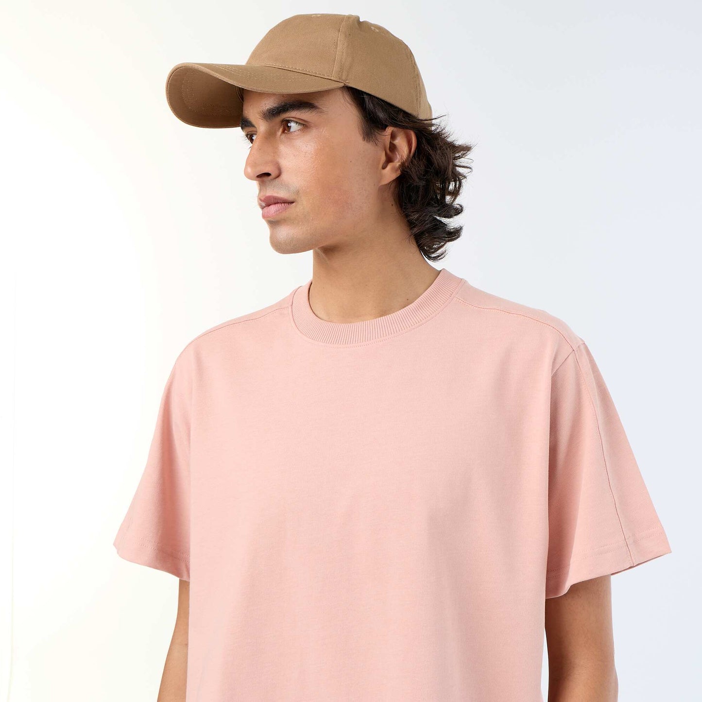 Tee-shirt uni coupe confort fit / oversize à manches courtes ROSE