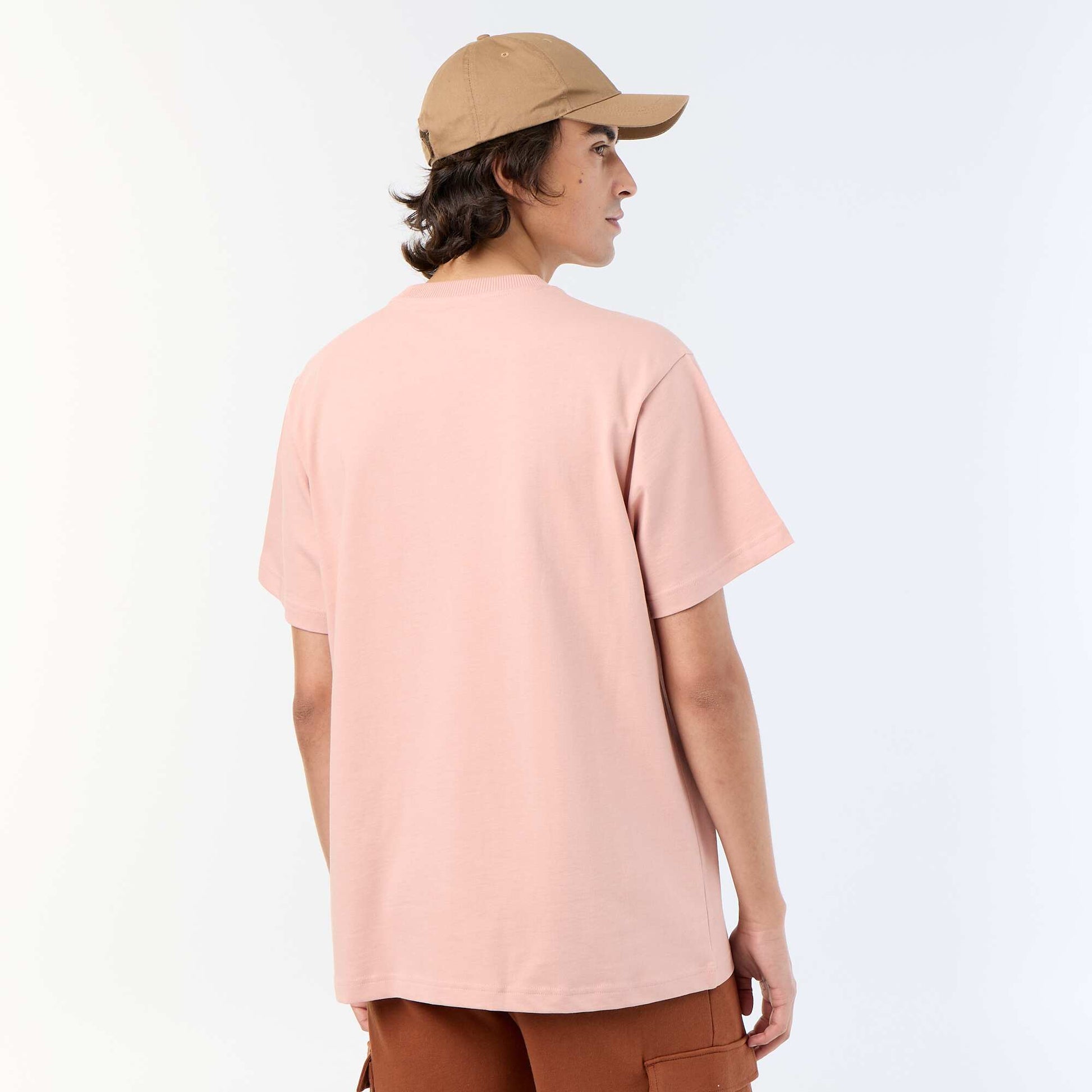 Tee-shirt uni coupe confort fit / oversize à manches courtes ROSE