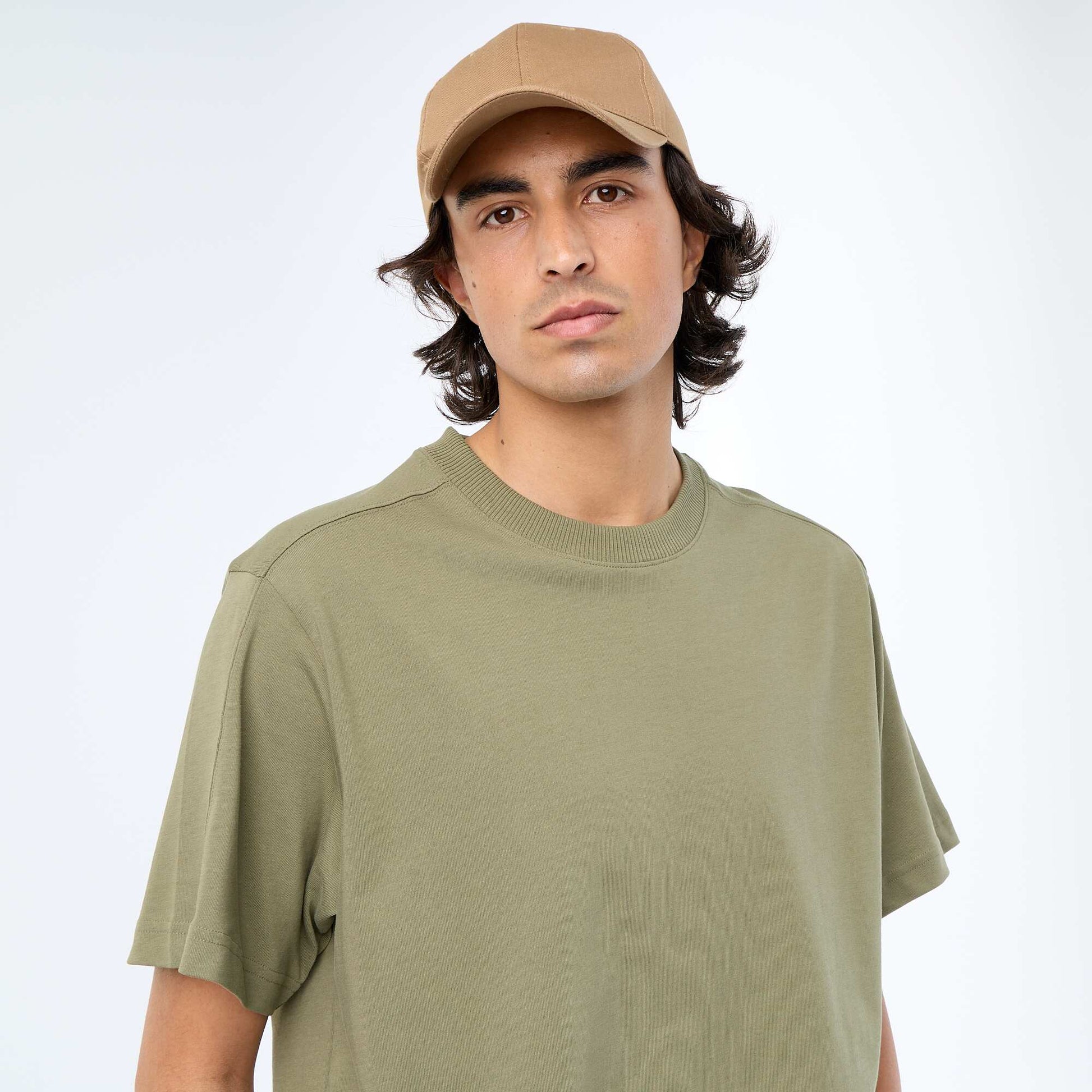 Tee-shirt uni coupe confort fit / oversize à manches courtes VERT