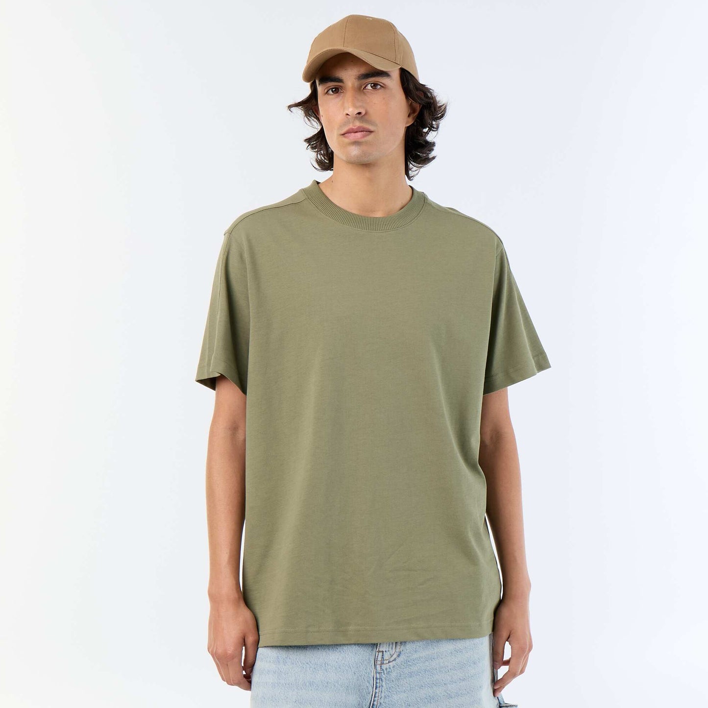 Tee-shirt uni coupe confort fit / oversize à manches courtes VERT
