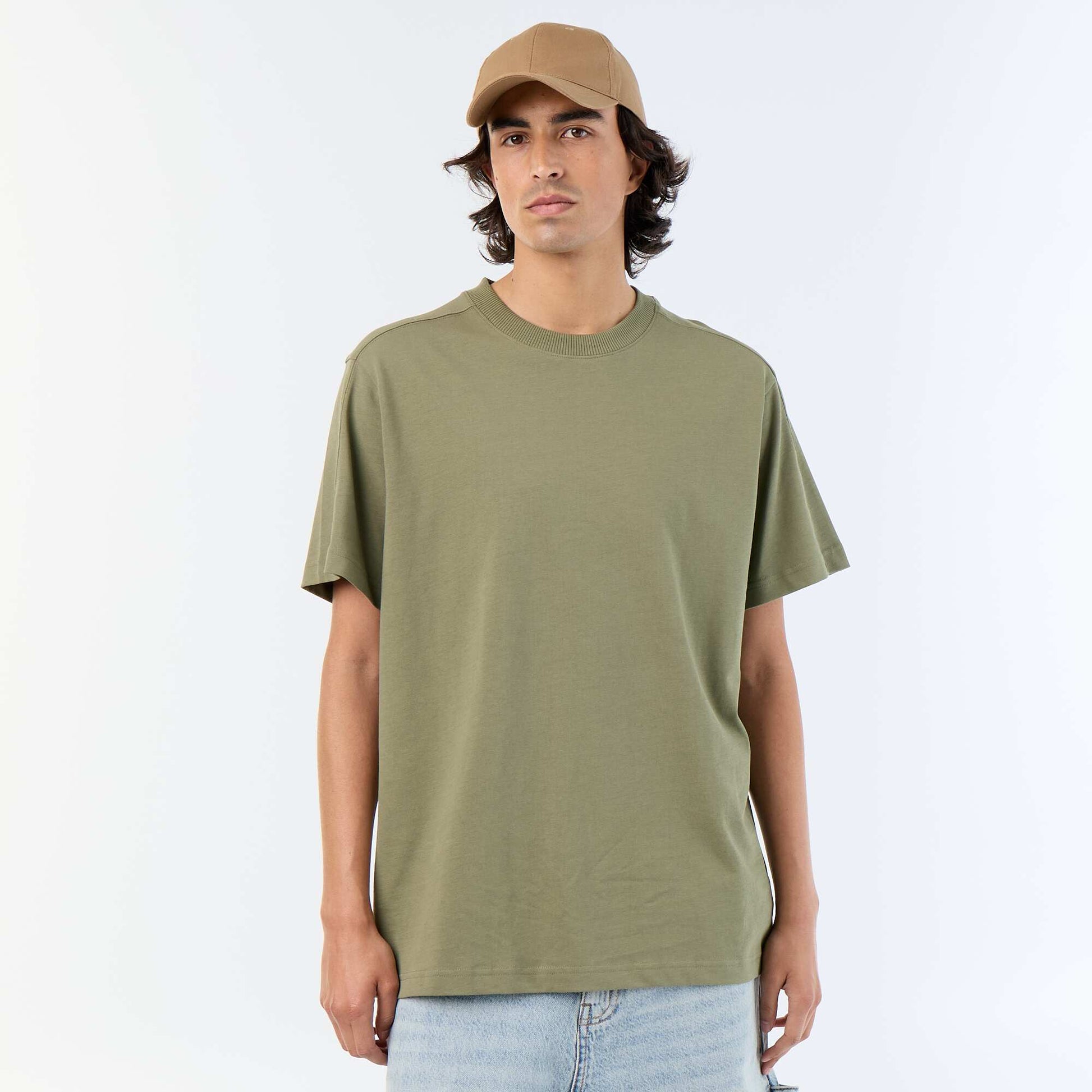 Tee-shirt uni coupe confort fit / oversize à manches courtes VERT