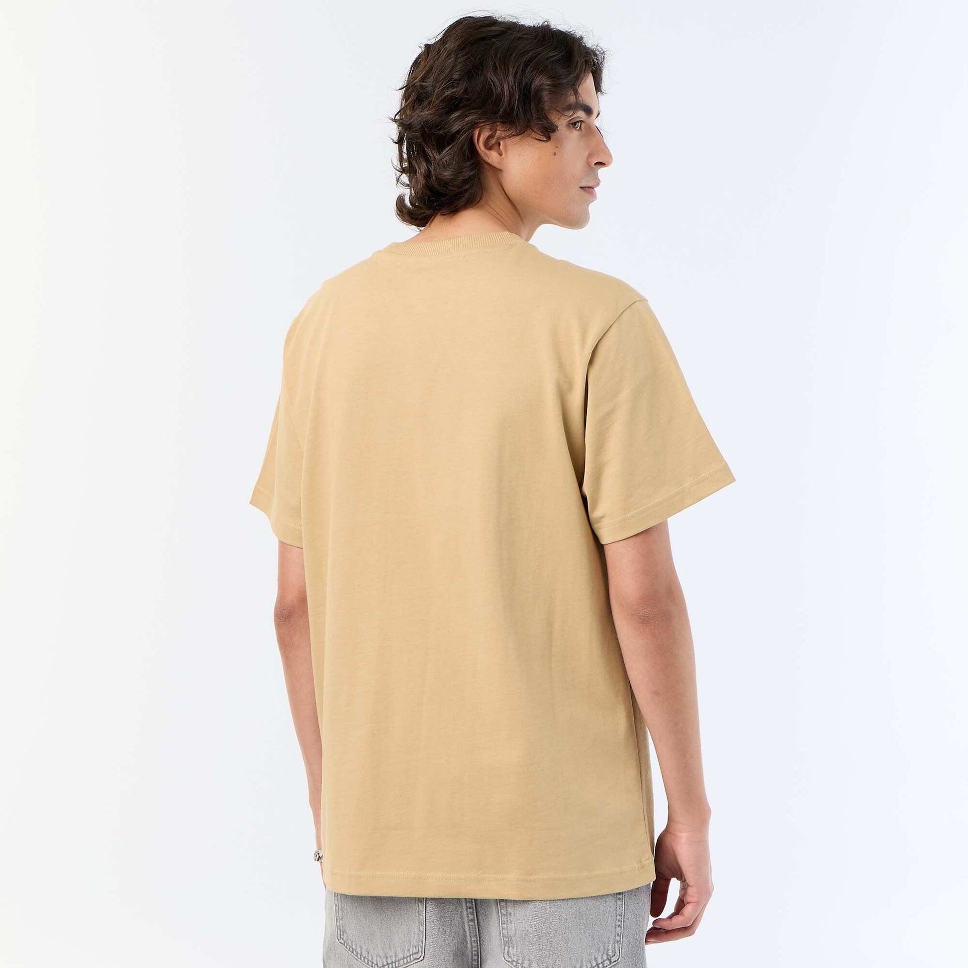 Tee-shirt uni coupe confort fit / oversize à manches courtes BEIGE