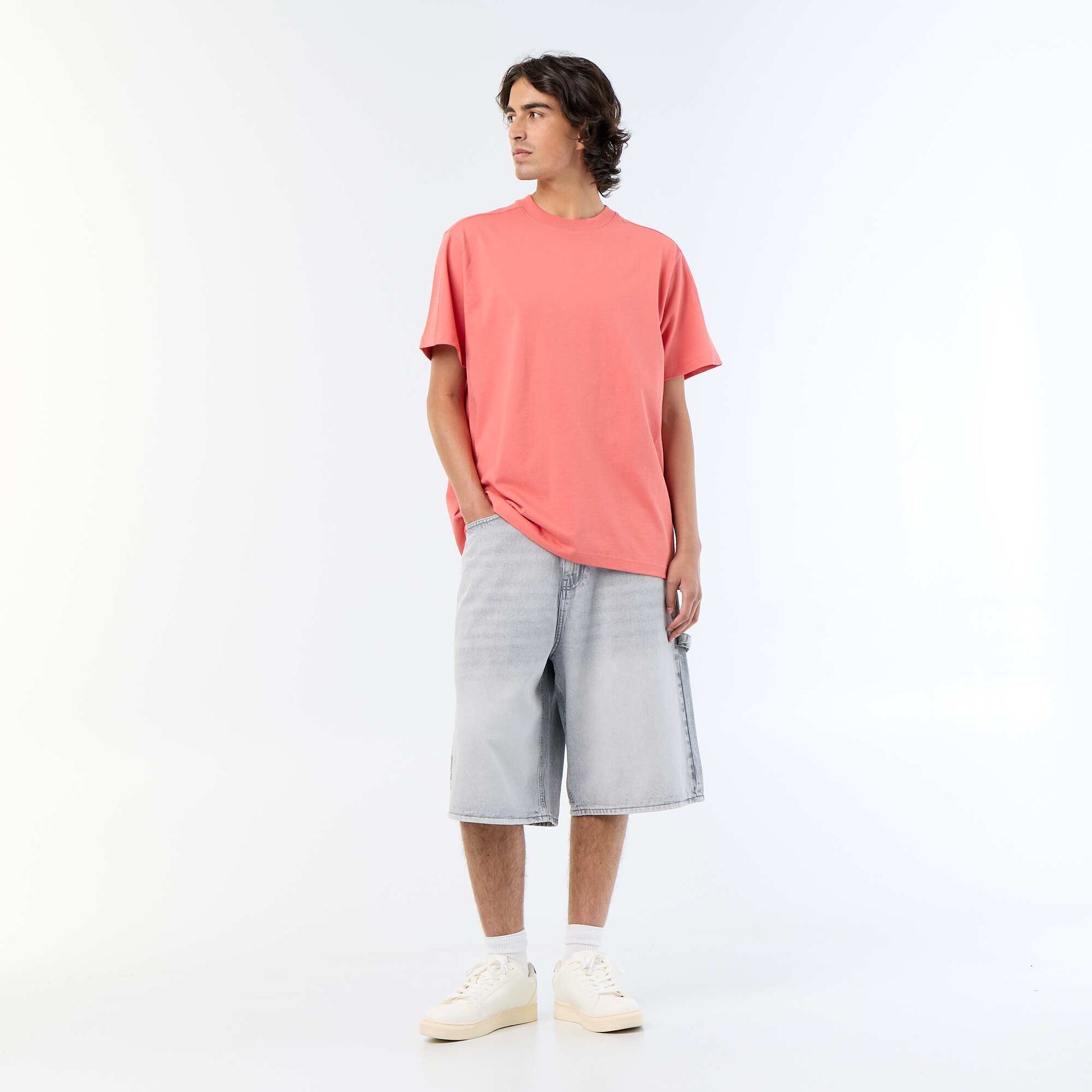 Tee-shirt uni coupe confort fit / oversize à manches courtes ORANGE