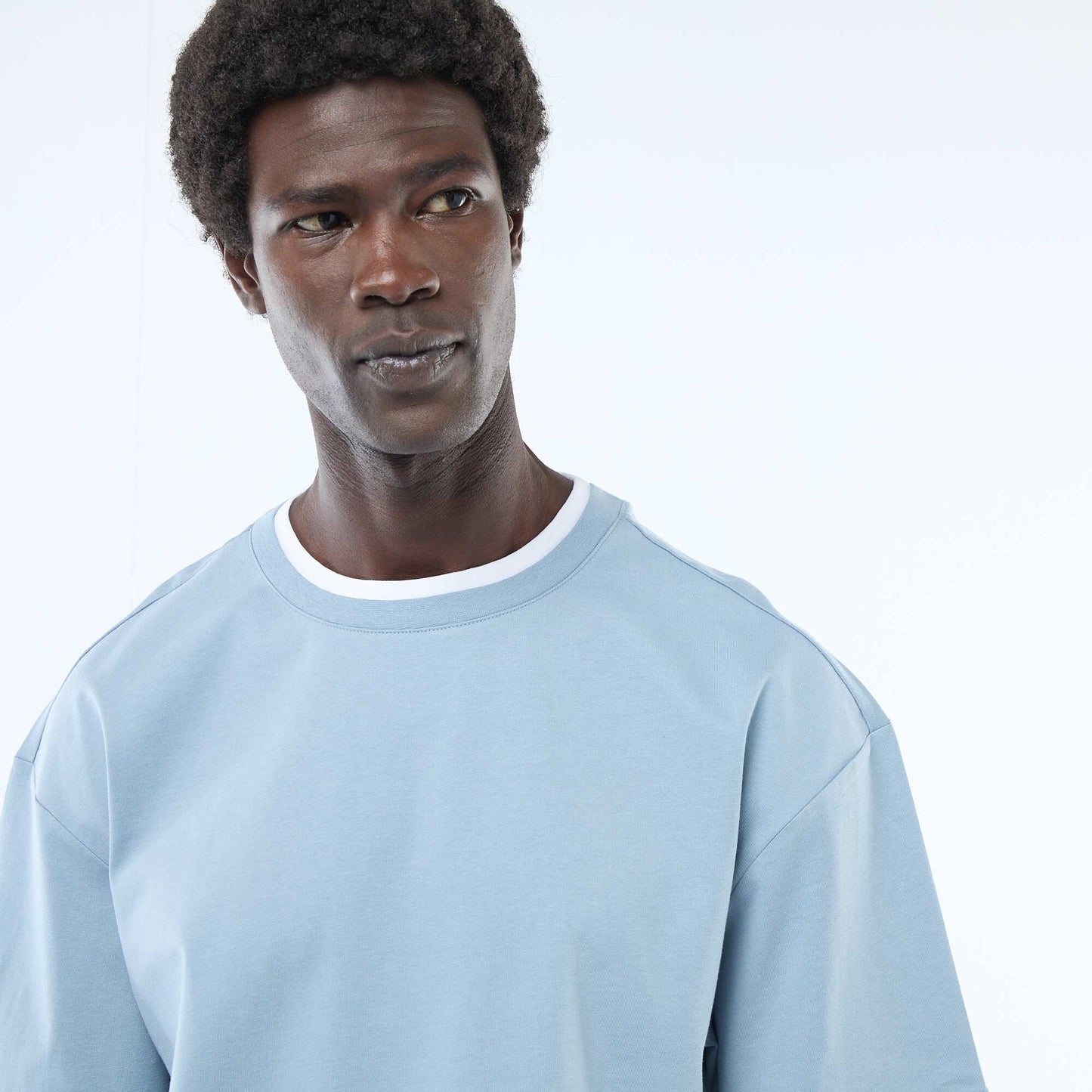 T-shirt effet 2-en-1 à manches courtes BLEU