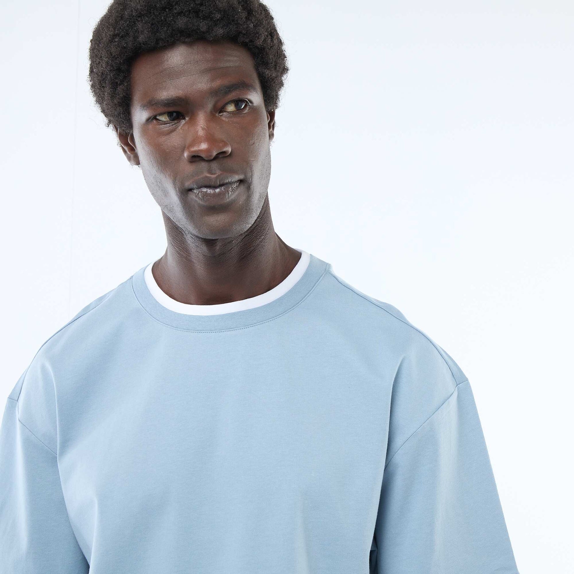 T-shirt effet 2-en-1 à manches courtes BLEU
