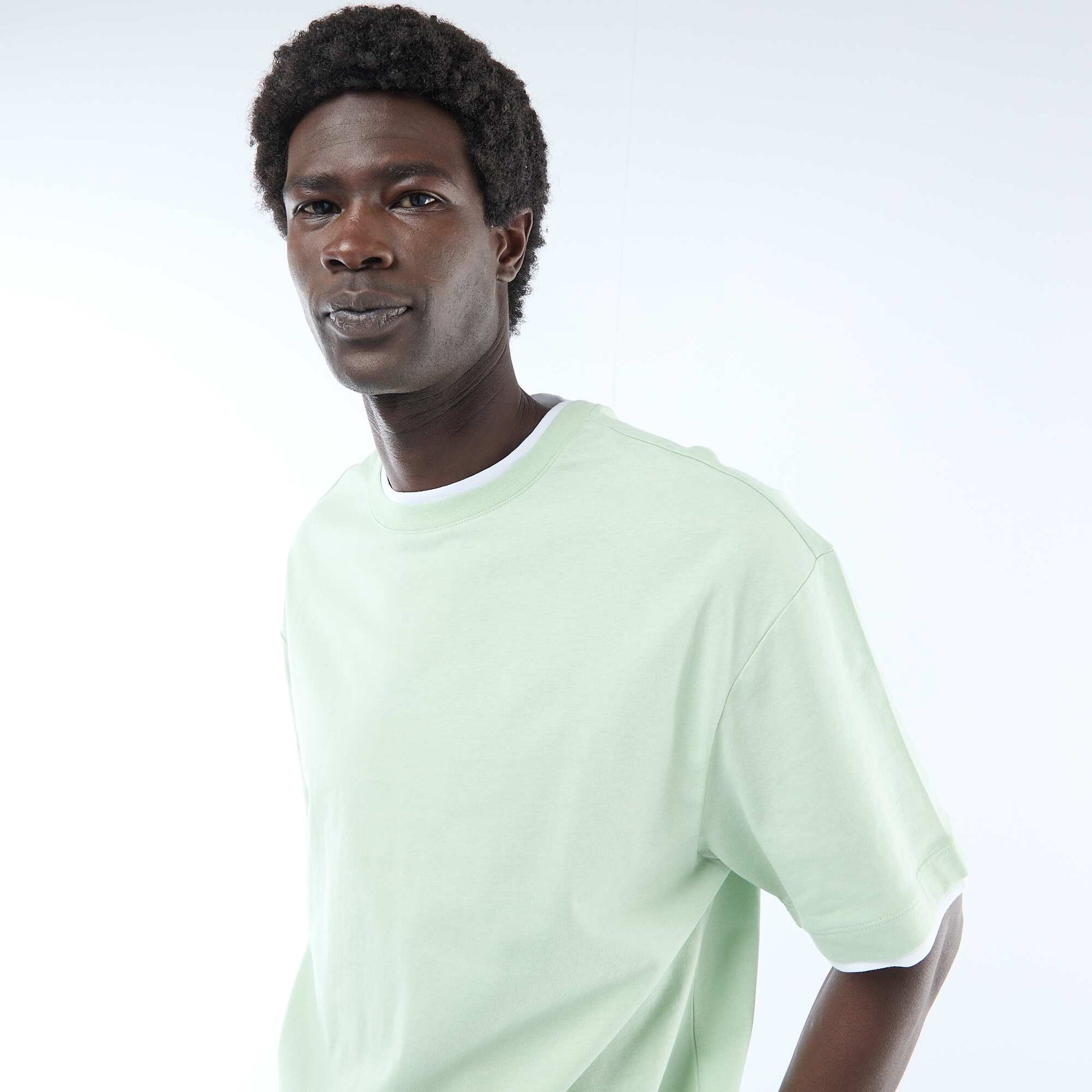 T-shirt effet 2-en-1 à manches courtes VERT