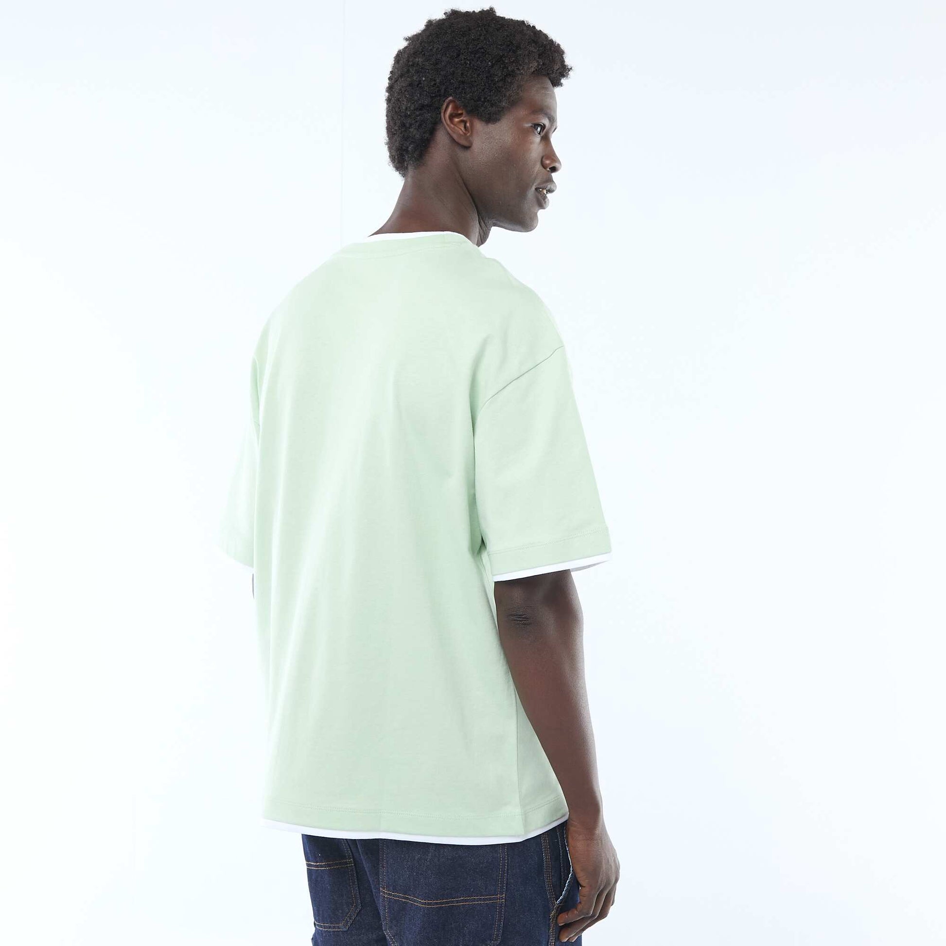 T-shirt effet 2-en-1 à manches courtes VERT