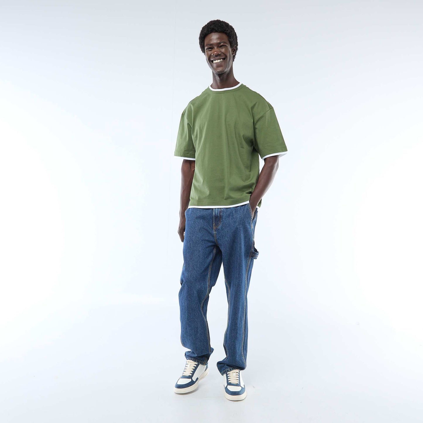 T-shirt effet 2-en-1 à manches courtes VERT
