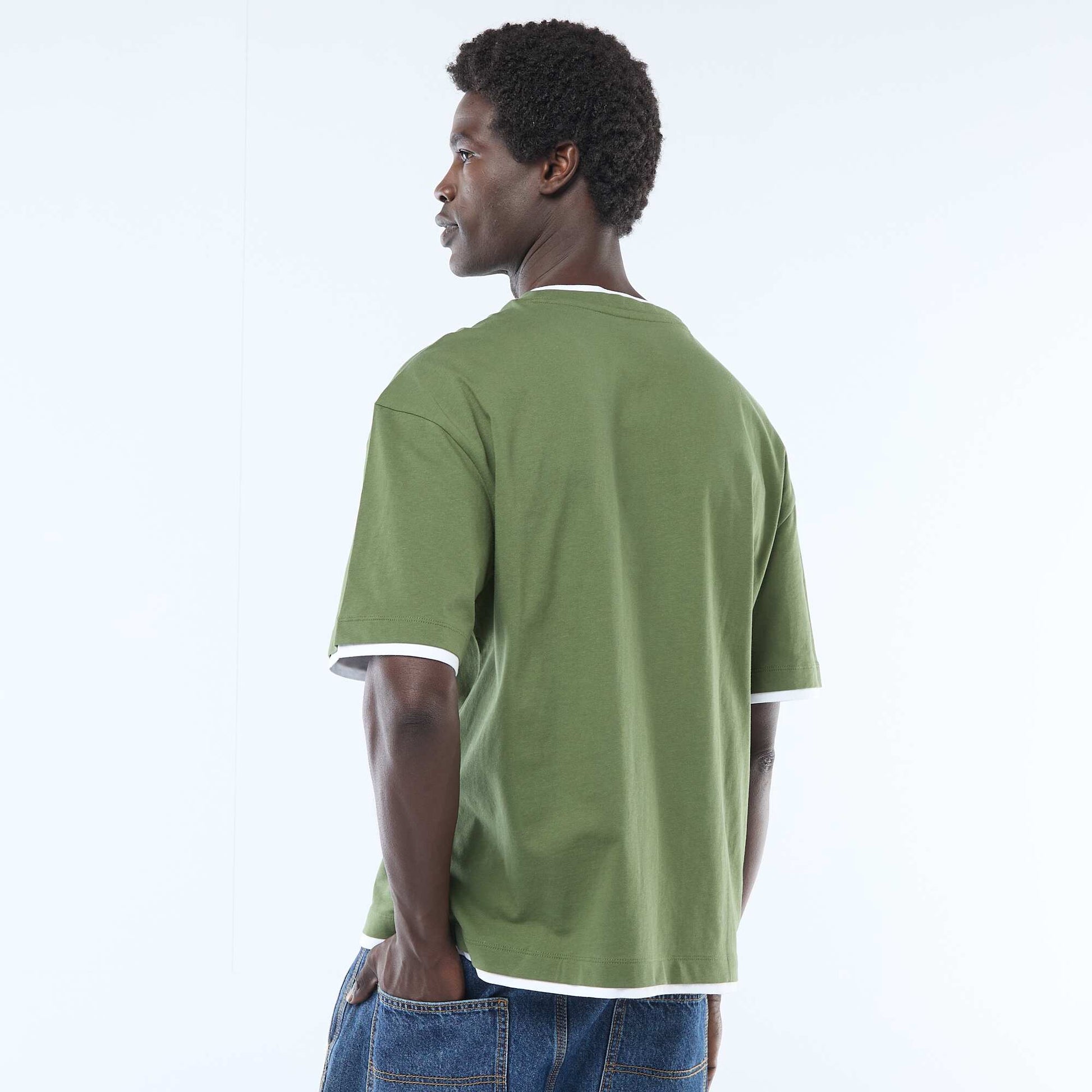 T-shirt effet 2-en-1 à manches courtes VERT