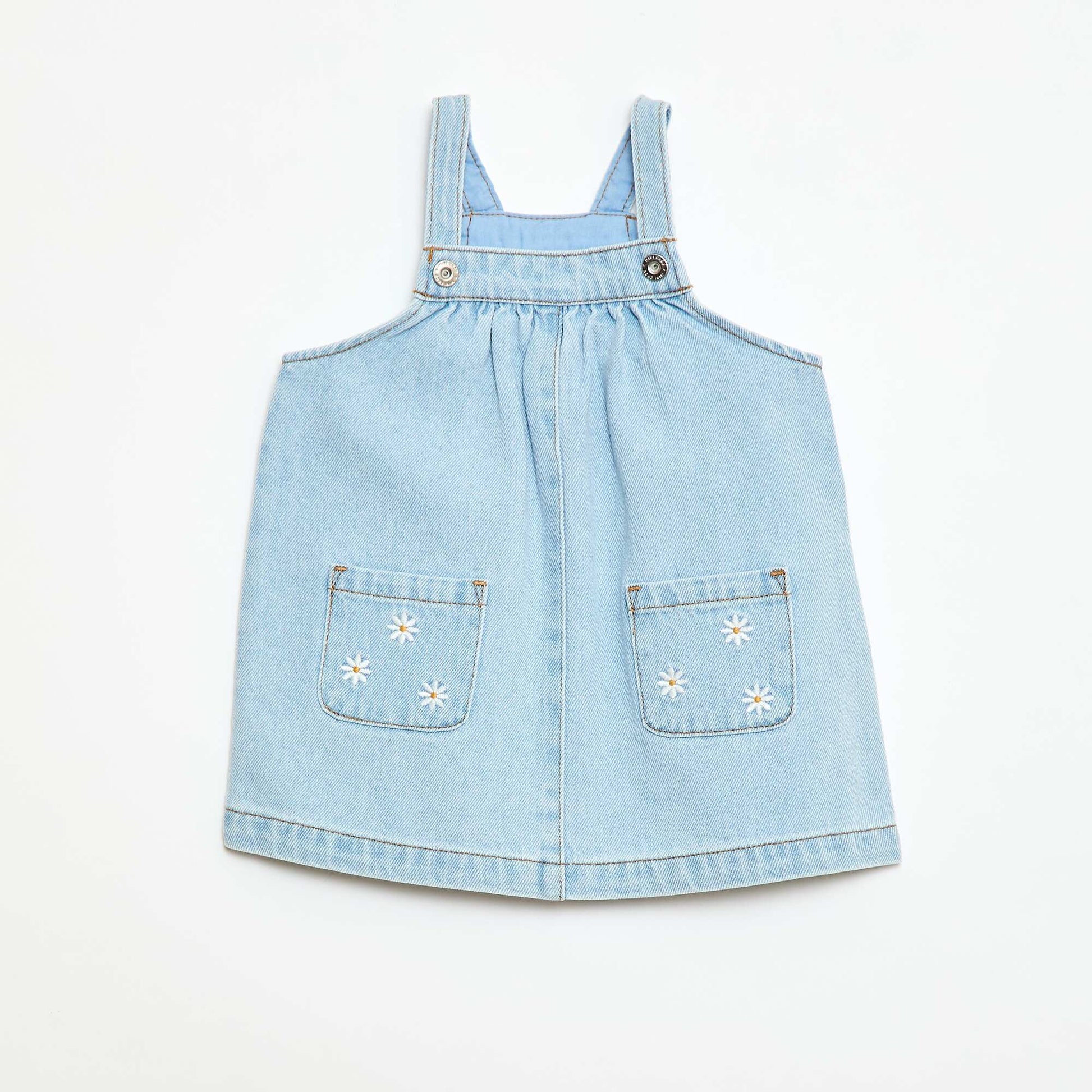 Robe salopette avec 2 poches plaquées devant BLEU