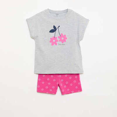 Pyjama court t-shirt + short - 2 pièces GRIS