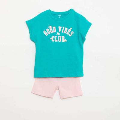 Pyjama court t-shirt + short - 2 pièces VERT