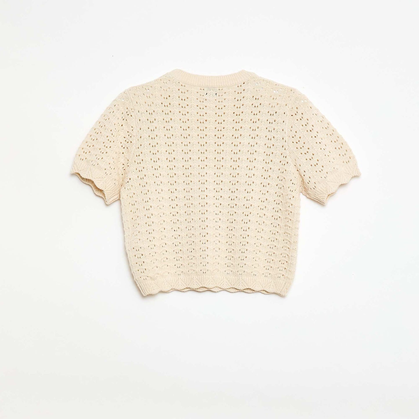 Pull en crochet à manches courtes BEIGE