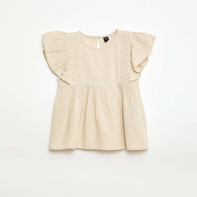Blouse ample en lin mélangé BLANC