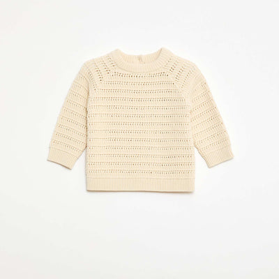 Pull en tricot point fantaisie BLANC