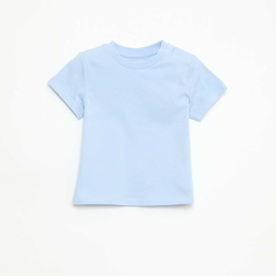 T-shirt uni en jersey coton BLEU