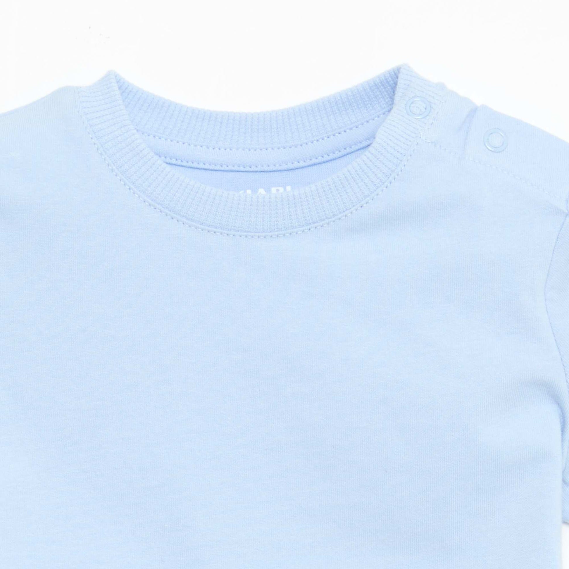 T-shirt uni en jersey coton BLEU