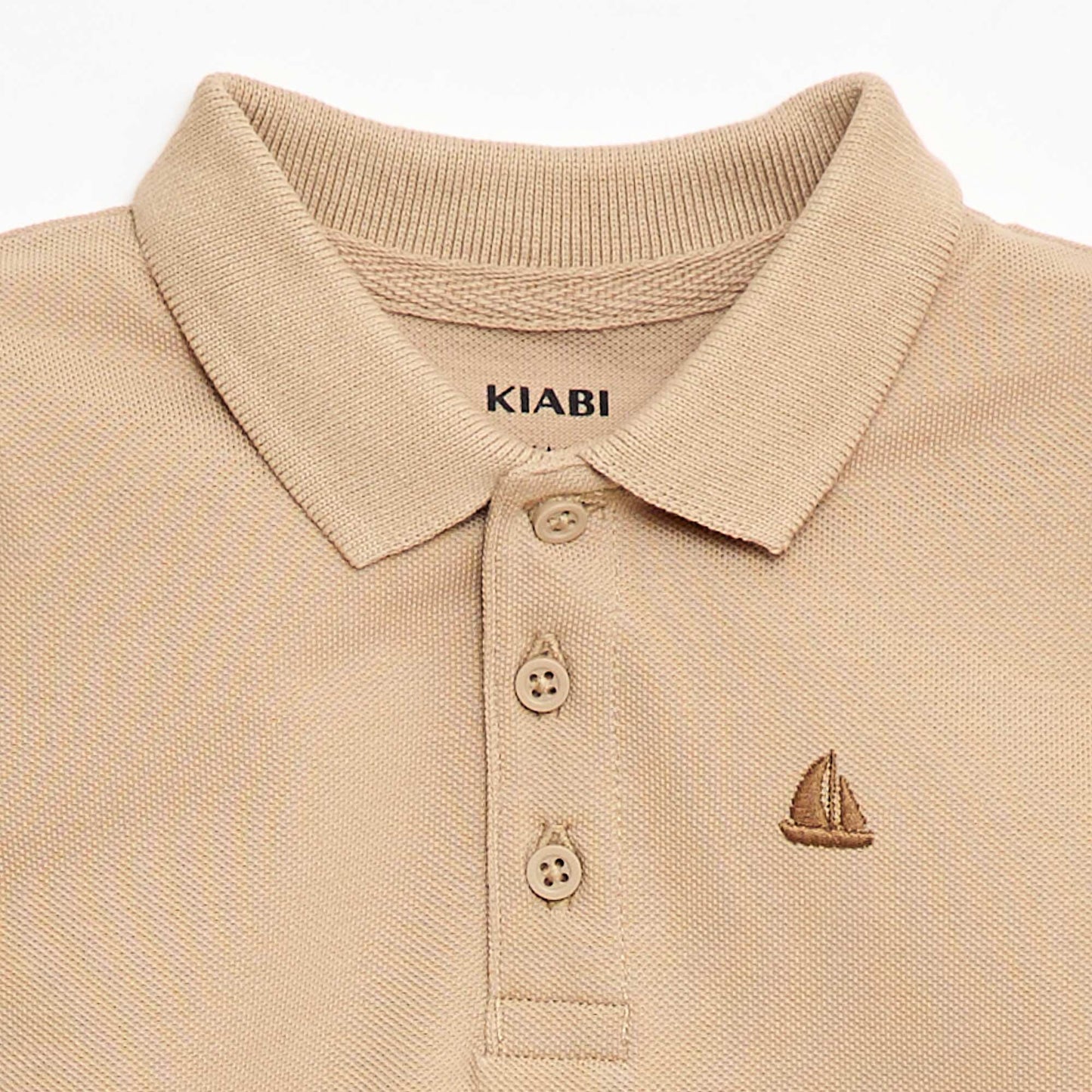 Polo en coton piqué à manches courtes BEIGE
