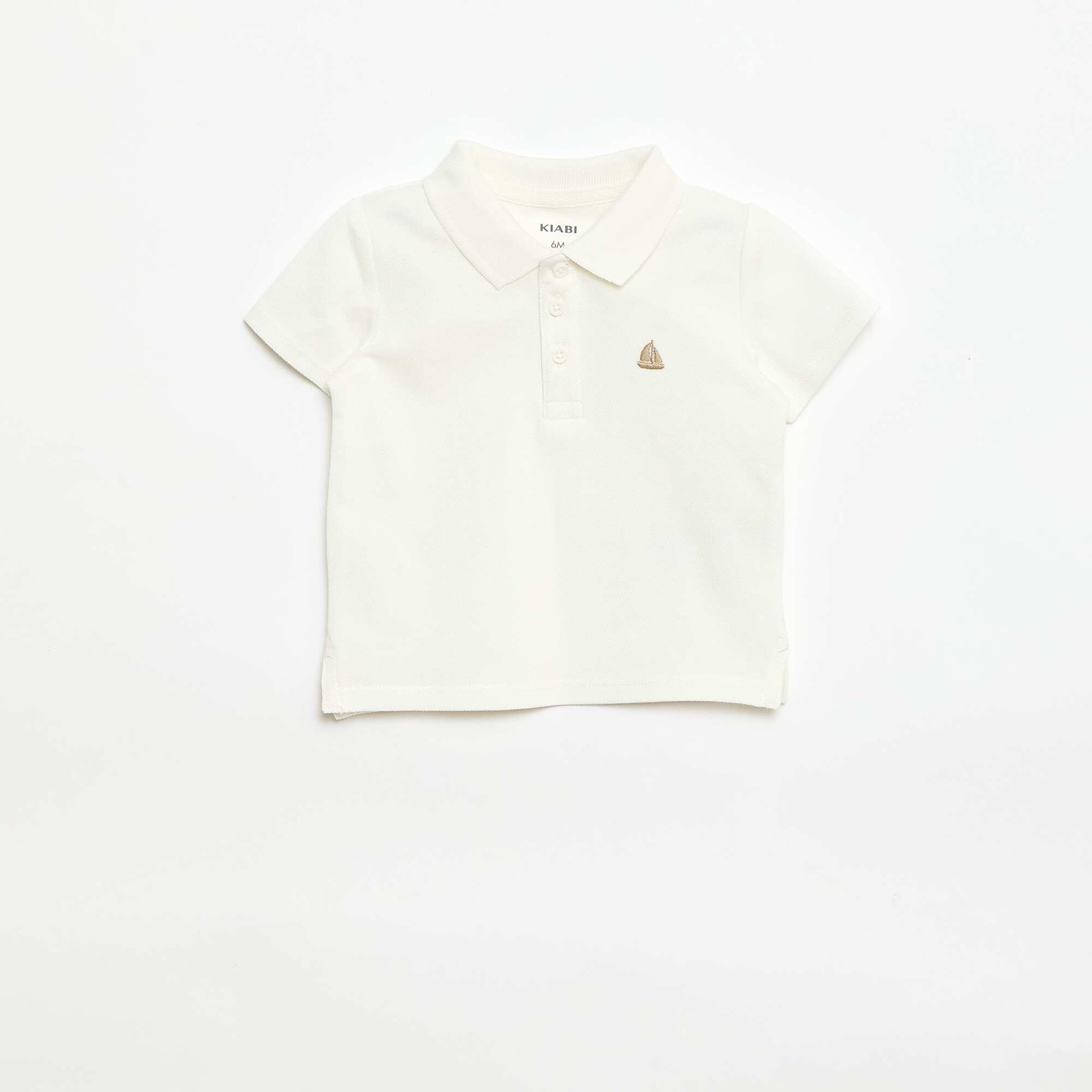 Polo en coton piqué à manches courtes BLANC