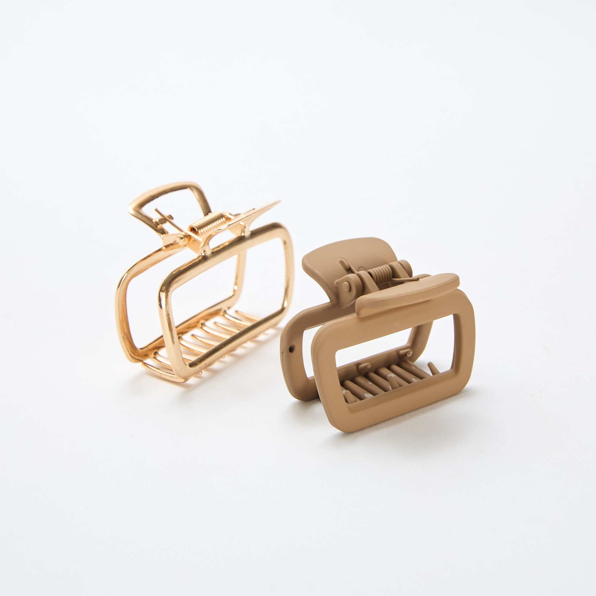 Lot de 2 petites pinces crabe BEIGE