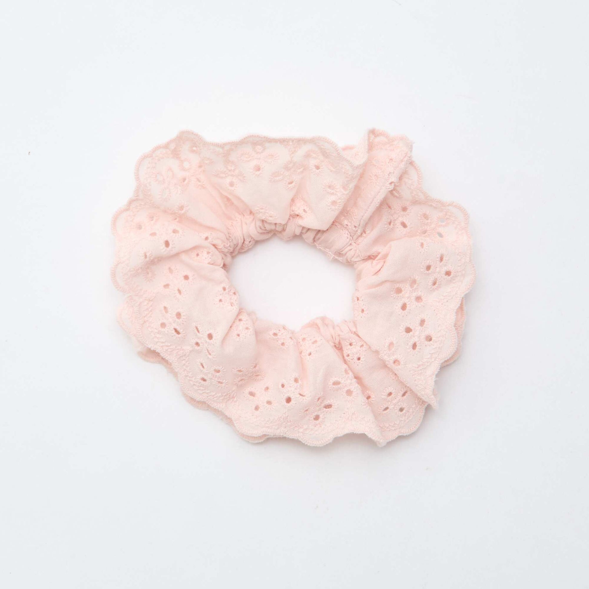 Chouchou en broderies anglaises ROSE