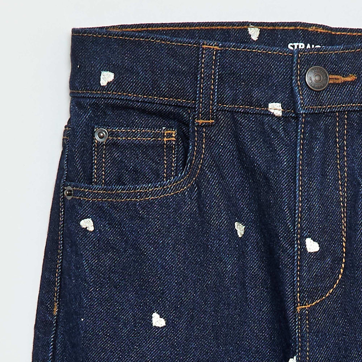 Pantalon droit en denim avec motif BLEU