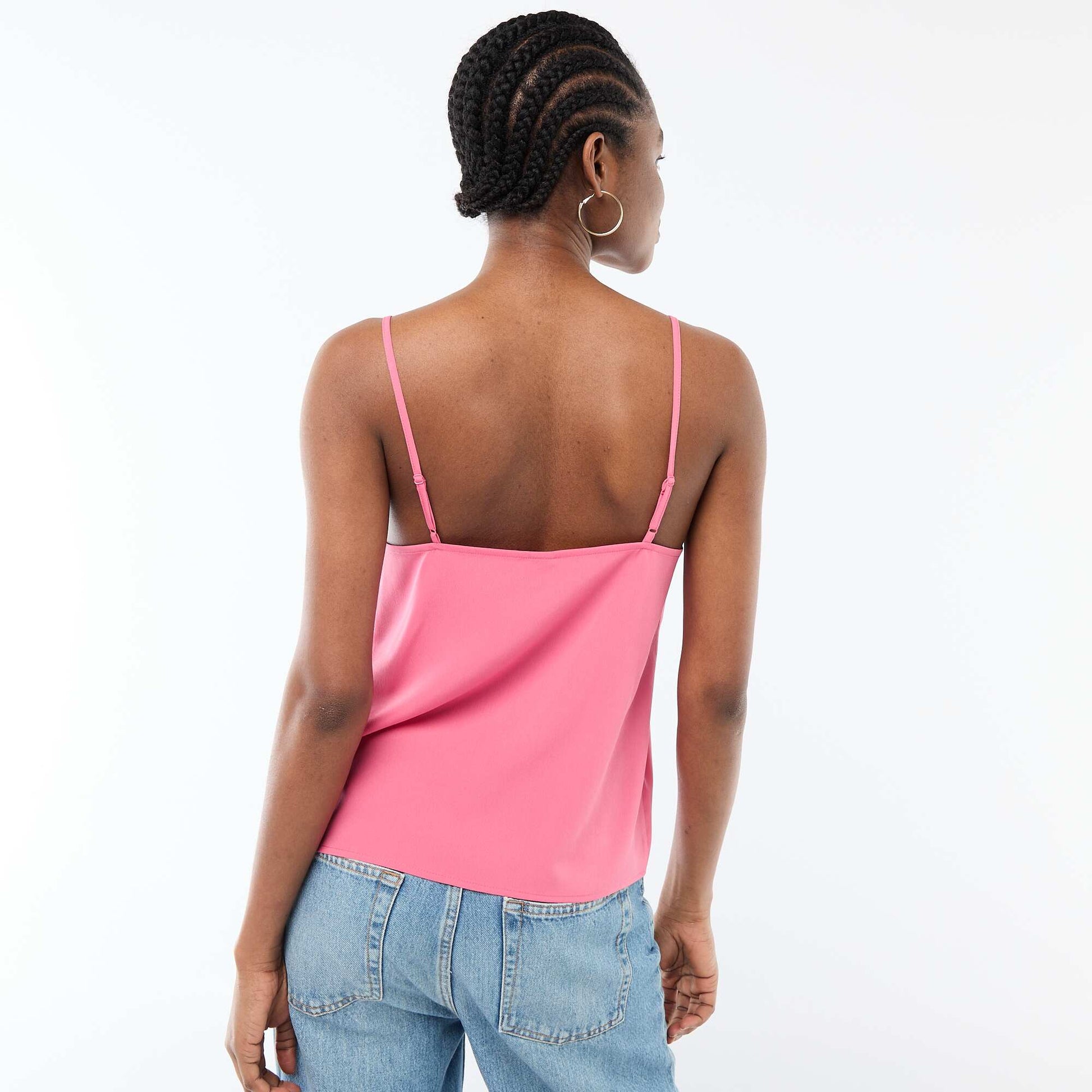Débardeur avec fines bretelles réglables et col en dentelle ROSE