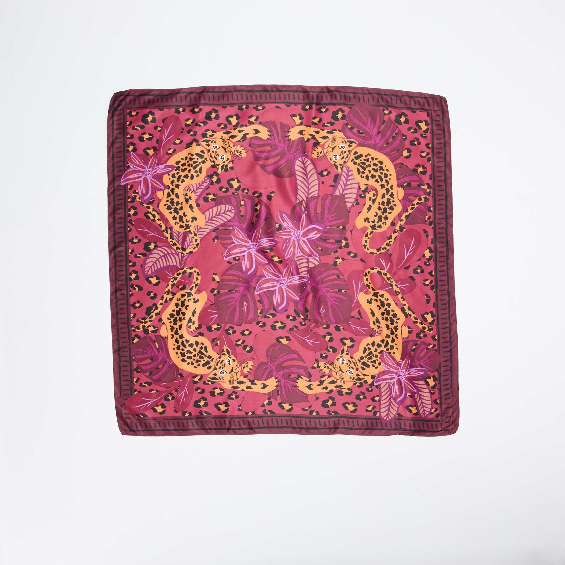 Large foulard carré à motif MARRON
