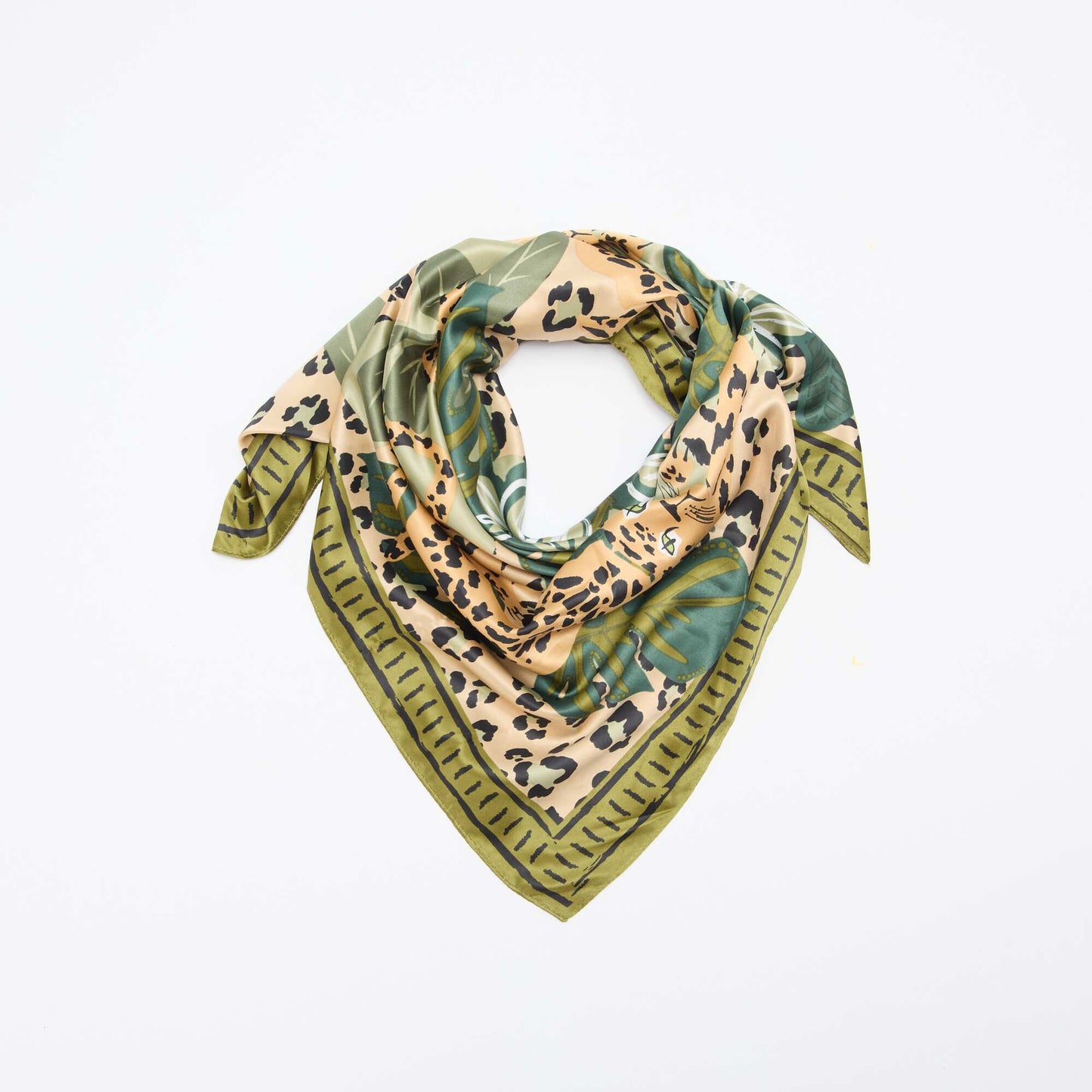 Large foulard carré à motif VERT