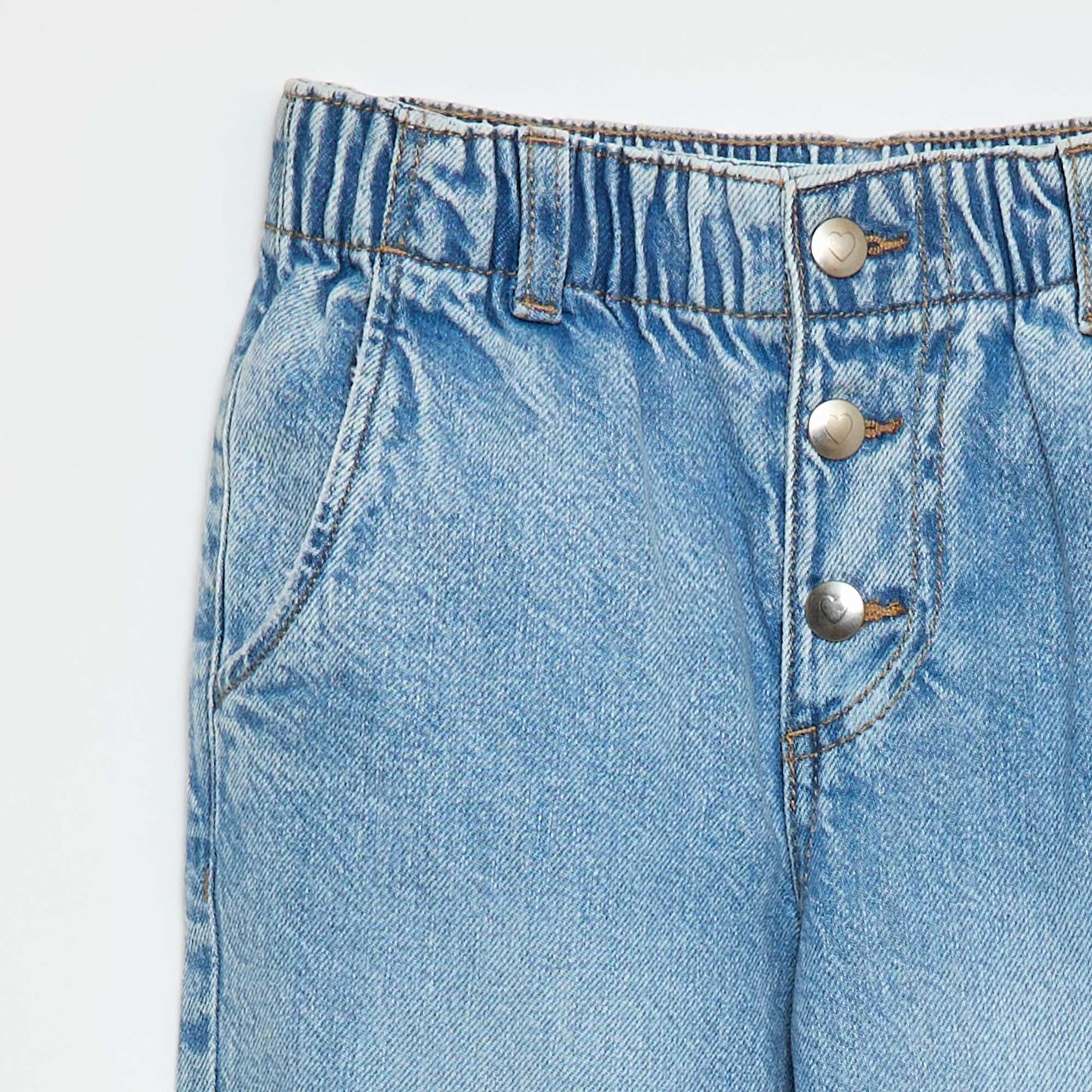 Jean mom avec poches en forme de cœur BLEU
